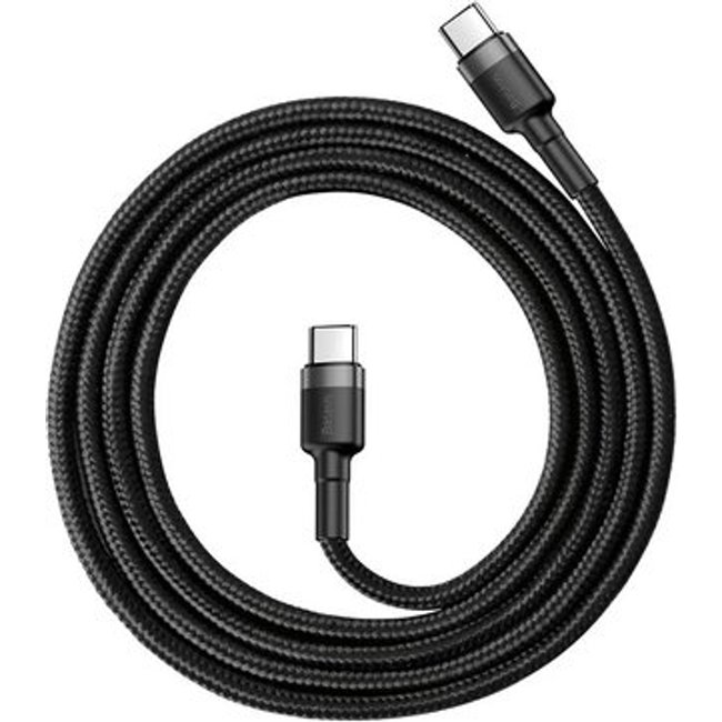Cabo Tipo C para Tipo C Baseus Cafule, PD 2.0, 60W, 1m, Preto - CATKLF-GG1