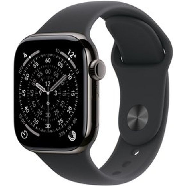 Apple Watch Series 11 GPS + Cellular, Caixa ardósia de titânio de 42 mm, Pulseira esportiva Preta, Tamanho P/M - MF8R4AM/A