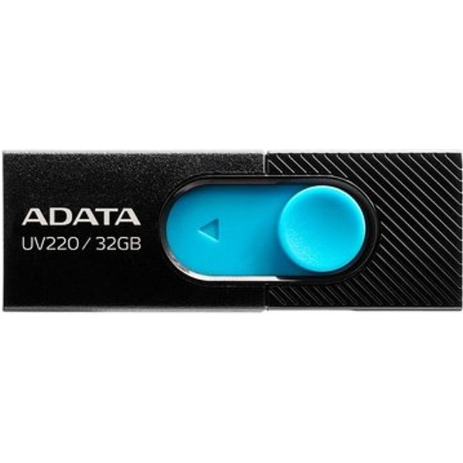 Pen Drive 32GB ADATA UV220, USB 2.0, Retrátil, Preto e Azul - AUV220-32G-RBKBL