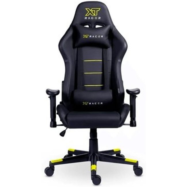Cadeira Gamer XT Racer Attack, Até 120Kg, Reclinável, Com Almofadas, Cilindro de Gás Classe 4, Couro PU, Preta e Amarela - XTR-052