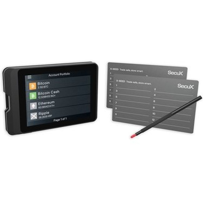 Carteira de Criptomoedas SecuX W10C-PLUS, USB, Tela LCD, Inclui 2 Placas de Recuperação X-SEED, Preto - 98-010-010100