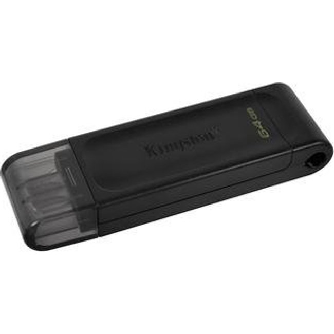 Pen Drive 64GB Kingston DataTravaler 70, USB-C 3.2, Preto - DT70/64GB