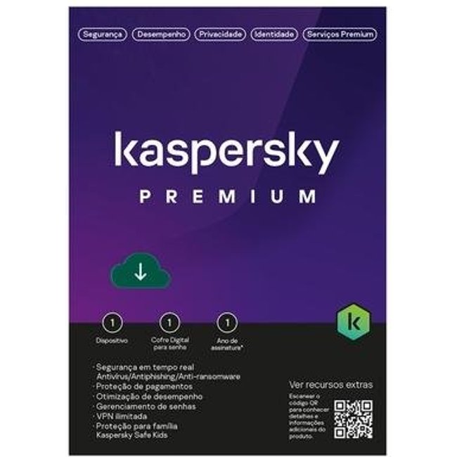Kaspersky Antivírus Premium 1 Dispositivo 1 Ano, Digital para Download - KL1047KDAFS