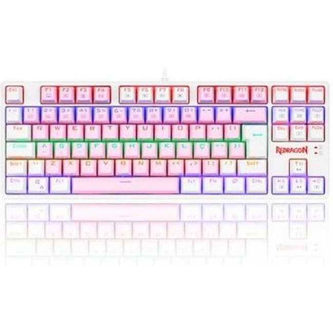 Teclado Mecânico Gamer Redragon Daksa, Rainbow, Switch Blue, ABNT2, Rosa e Branco - K576PW-R (PT-BLUE)