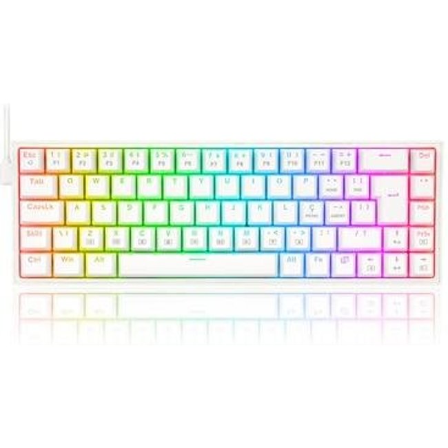 Teclado Mecânico Gamer Redragon Castor, RGB, Switch Brown, ABNT2, Branco - K631W-RGB (PT-BROWN)