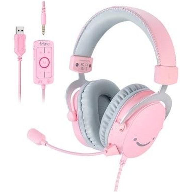 Headset Gamer Fifine H9, Som Surround 7.1, USB, Console e PC, Rosa - H9P