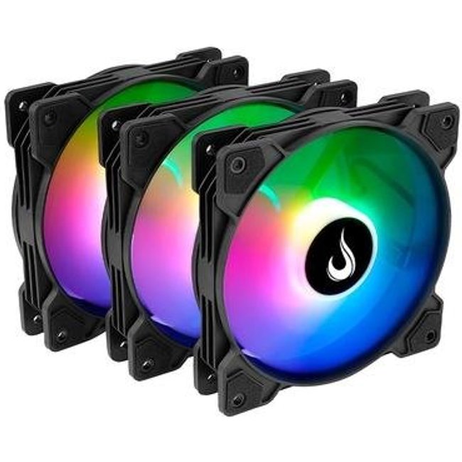 Kit com 3 Ventoinhas Rise Mode X, 120mm, Led ARGB, Preto - RM-XLD-01-ARGB