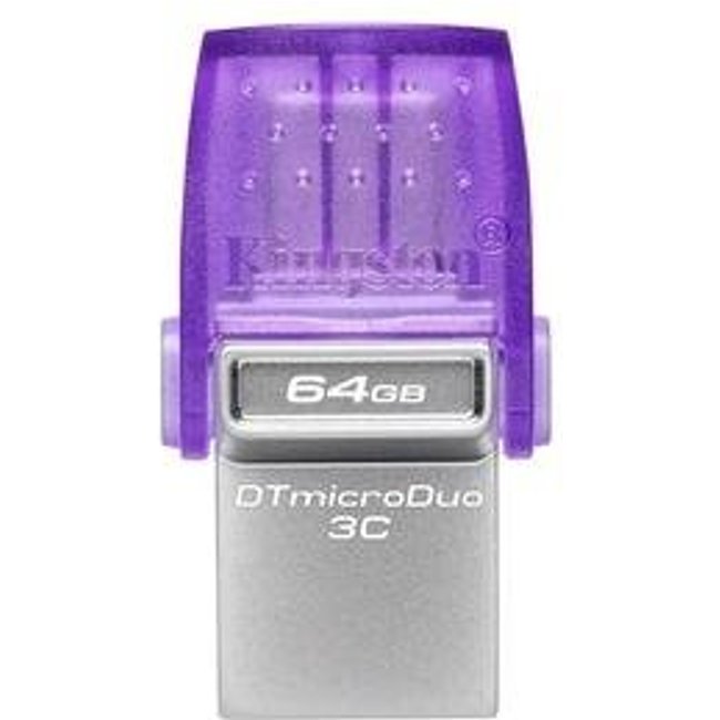 Pen Drive 64GB Kingston Data Traveler, micro Duo 3C, USB C e USB-A, 200MB/s - DTDUO3CG3/64GB