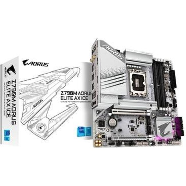 Placa-Mãe Gigabyte Z790M AORUS ELITE AX ICE, Intel, mATX, DDR5, RGB, Wi-Fi, Bluetooth, Branco - Z790M AORUS ELITE AX ICE