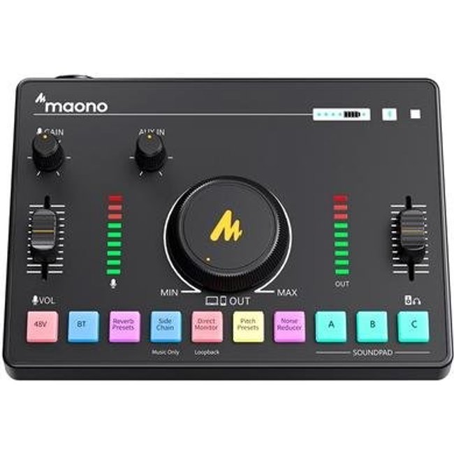 Mesa de Som Maono Caster C2 NEO, USB e Bluetooth, Bateria até 7 Horas, Preto - AMC2 NEO (BLACK)