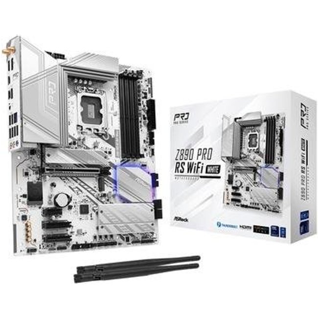 Placa-Mãe ASRock Z890 Pro RS, Intel, LGA 1851, ATX, DDR5, WiFi, Branco - 90-MXBPE