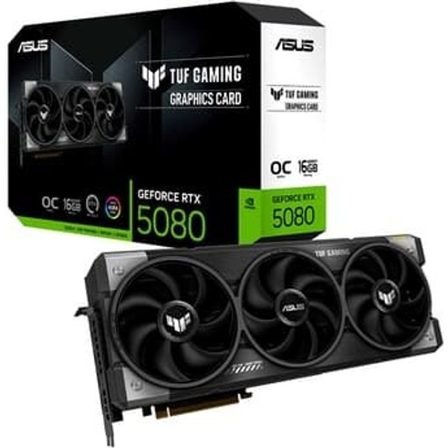 Placa de Vídeo ASUS RTX 5080 TUF GAMING OC 16G NVIDIA GeForce, 16GB, GDDR7, G-Sync, Ray Tracing, DLSS 4, HDR - 90YV0M30-M0NA00