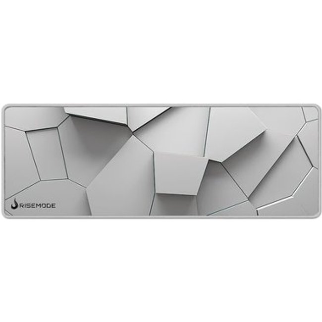Mousepad Gamer Rise Mode 3D 02, Estendido 900x300mm, Borda Costurada, Branco - RM-MP-3D2-W
