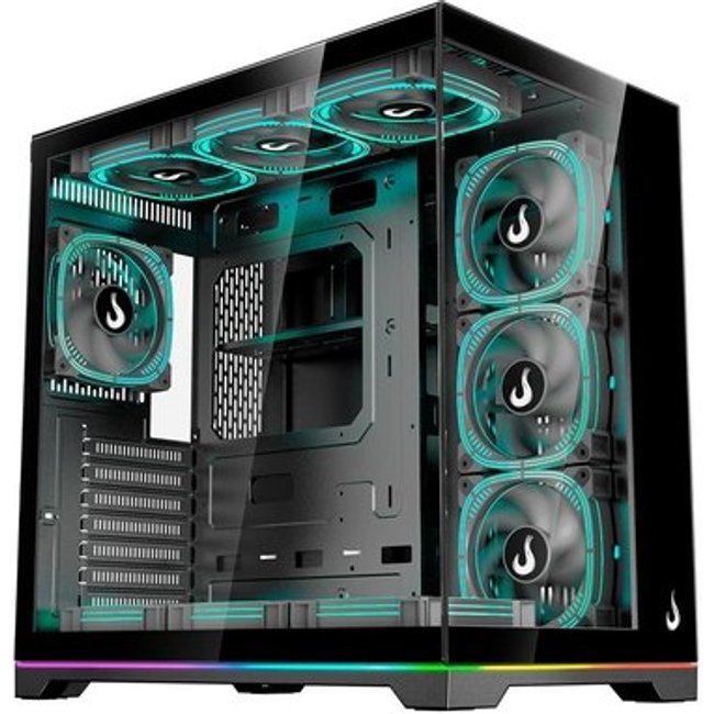 Gabinete Gamer Rise Mode Galaxy Glass Standard V2, LED ARGB, Mid Tower, Lateral em Vidro, Sem Fans, Preto - RM-GA-GGST2L-FB