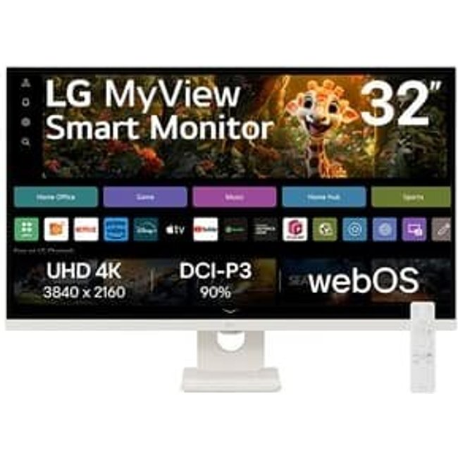 Monitor Smart LG MyView 32", 4K, IPS, WebOs, ThinQ, Apple AirPlay, Som Integrado - 32SR73U-W