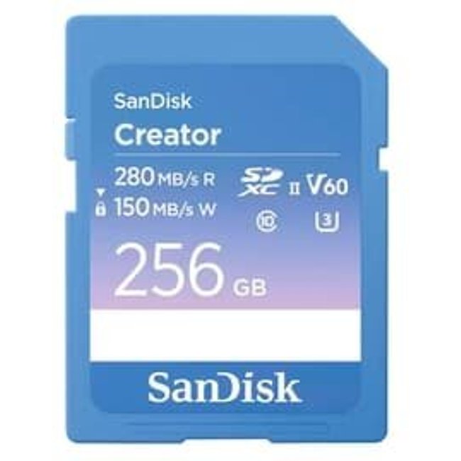 Cartão de Memória SanDisk Creator Series SD UHS-II 256GB, Leitura 280MB/s e Gravação 150MB/s - SDSDXEP-256G-GNCIS