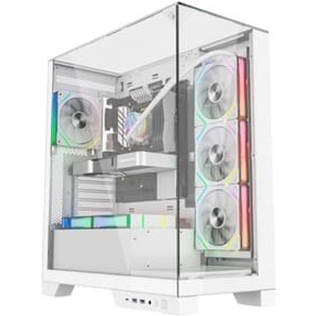 Gabinete Liketec Gamer Empire, Sky Tower, ATX, Lateral e Frontal em Vidro Temperado, Sem FANs, Snow - LC-AT-EMPIRE-2092