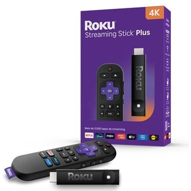 Roku Streaming Stick Plus 2025, Dispositivo para TV 4K, com Controle por Voz, Preto - 3830BR