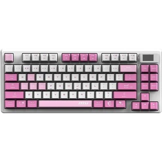 Teclado Sem Fio Mecânico Gamer MSI Forge GK600 TKL W VIOLET, RGB, Switch Linear, USB 2.0,Bluetooth, US, Rosa - FORGEGK600V