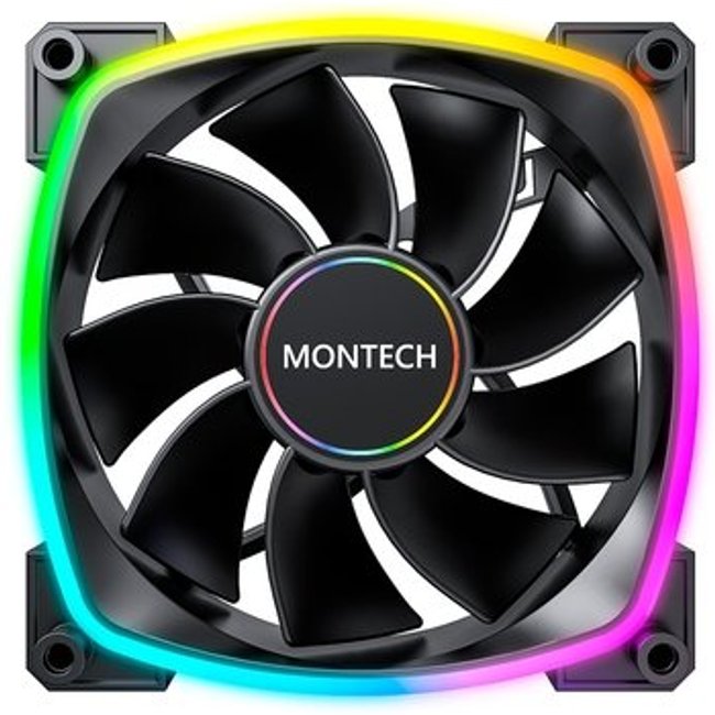 Ventoinha Montech RX140, 140mm, PWM, ARGB, Lâmina Reversa, Preto - RX140 PWM Black