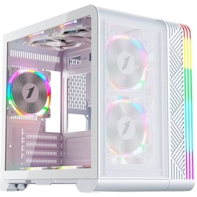 Gabinete Gamer 1STPLAYER VT5, Mid Tower, RGB, ATX, Lateral em Vidro Temperado, 3X Fans, Branco - VT5-WH-3FS7