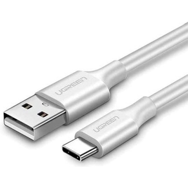 Cabo USB para Tipo C Ugreen, Niquelado, 2m, Branco - UG-60123