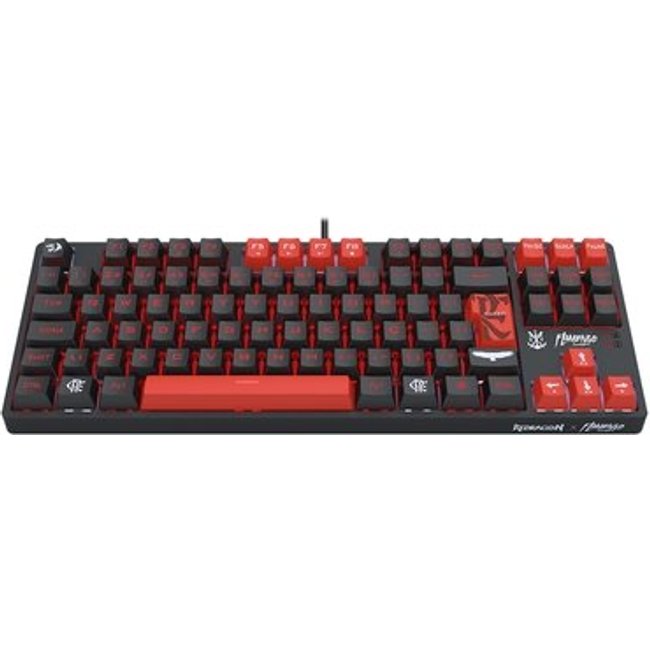 Teclado Mecanico Redragon Gamer Flamengo Nation, TKL, ABNT2, USB, Preto e Vermelho - FL576