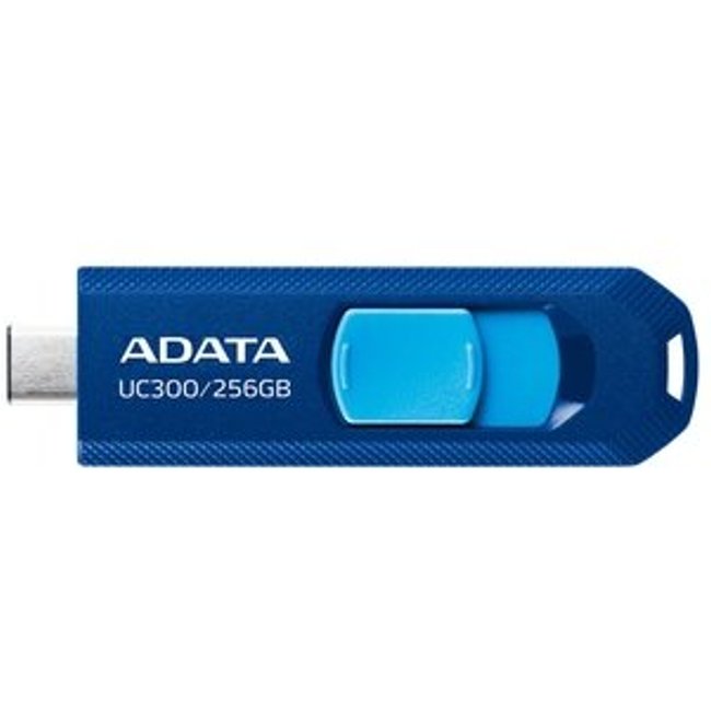 Pen Drive 256GB ADATA UC300, USB 3.2, OTG, Dual Conector, Retrátil, Azul - ACHO-UC300-256G-RNB/BU