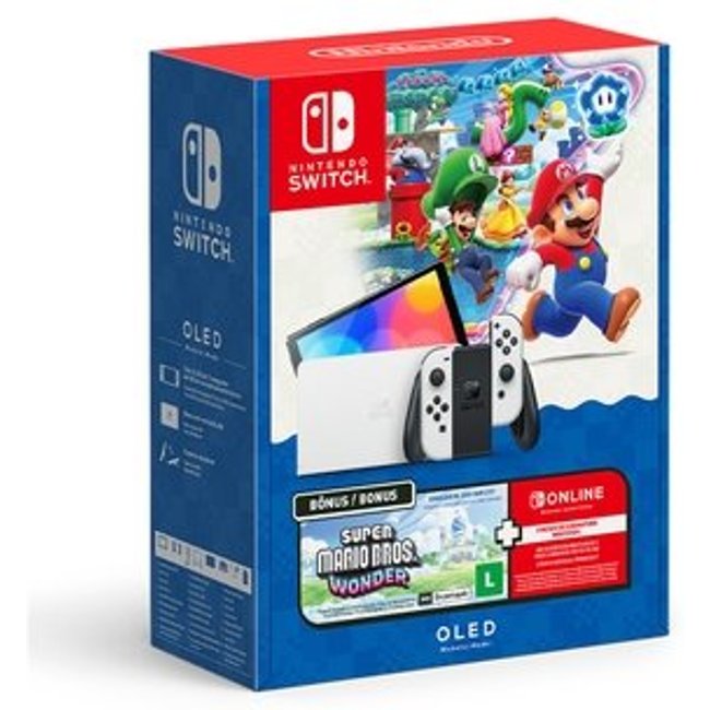 Console Nintendo Switch OLED + Super Mario Bros. Wonder + 3MO NOS - NT000053NSW