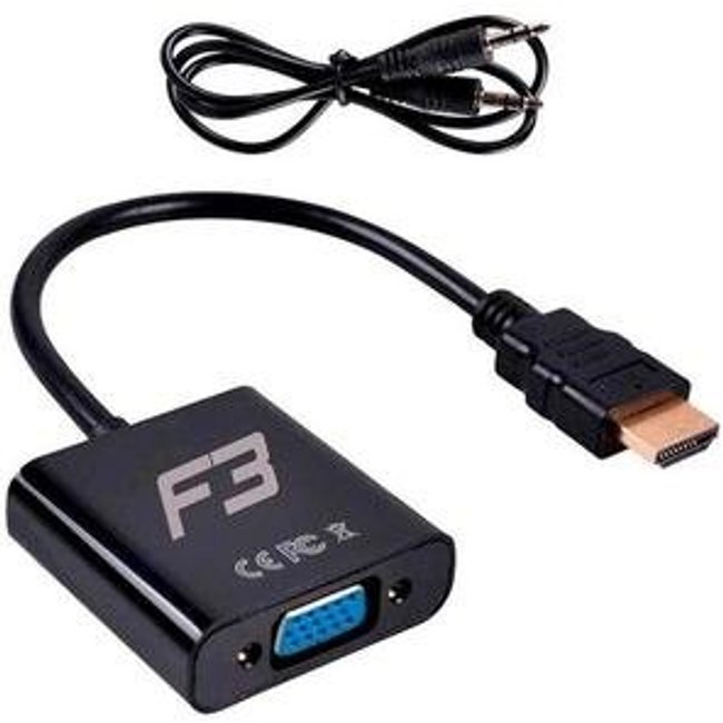 Cabo Adaptador Conversor HDMI para VGA F + Áudio F3 - JC- AD-HM/VGA