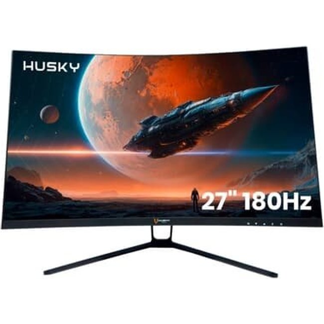 Monitor Gamer Husky Storm 27' LED, Curvo, 180Hz, Full HD, 1ms, DisplayPort e HDMI, 99% sRGB, Adaptive Sync, Ajuste de Ângulo - HGMT001