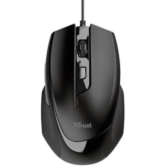 Mouse Trust Voca, Design Confortável, 6 Botões, 2400 DPI, USB, Preto - 23650