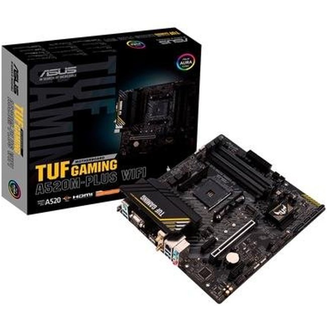 Placa-Mãe ASUS TUF GAMING A520M-PLUS WIFI, AMD AM4, RGB, mATX, DDR4, Preto - 90MB17F0-M0EAY0