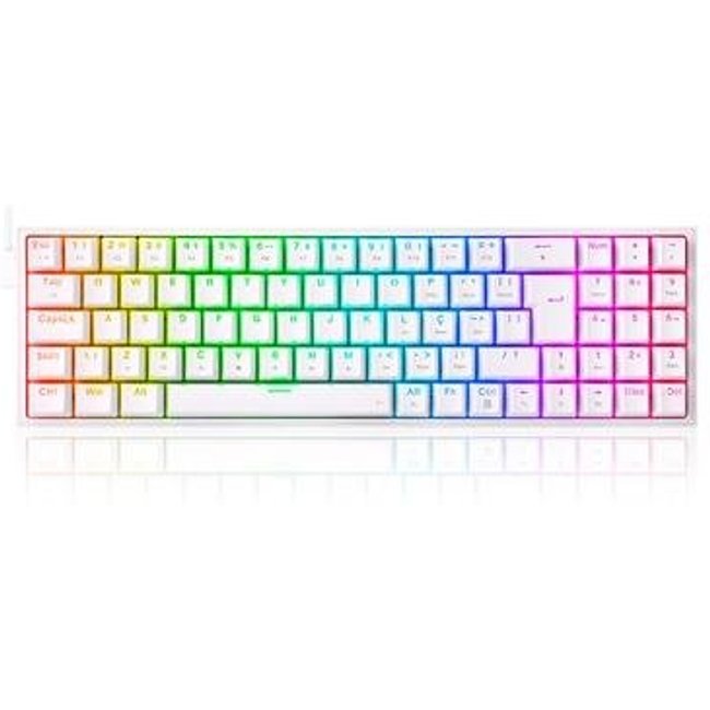 Teclado Mecânico Gamer Redragon Pollux RGB, Switch Blue, N-keys, ABNT2, Branco - K628-RGB-W (PT-BLUE)