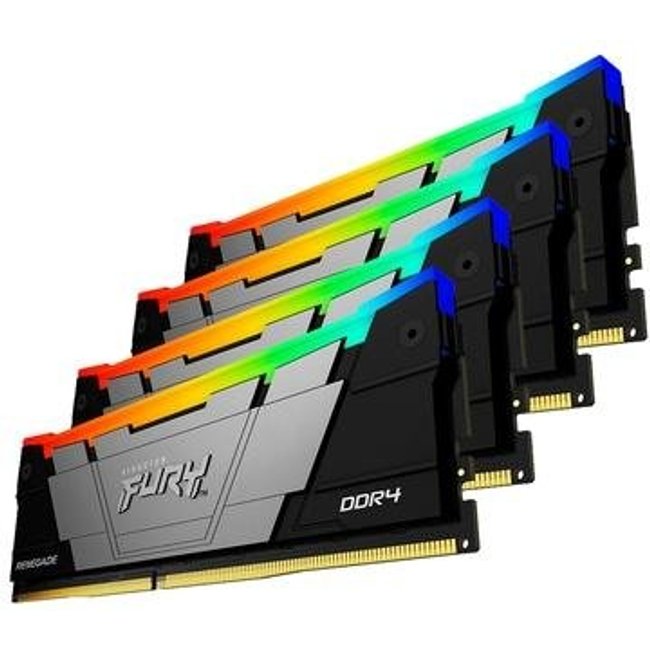 Memória RAM Kingston Fury Renegade RGB, 128GB (4x32GB), 3200MHz, DDR4, CL16, Preto - KF432C16RB2AK4/128