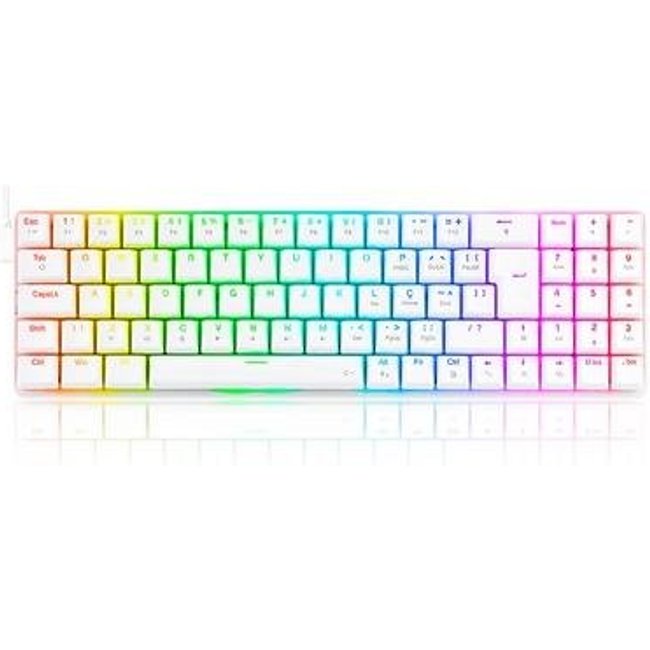 Teclado Mecânico Gamer Redragon Ashe, RGB, Switch Blue, Branco - K626-KB-W (PT-BLUE)