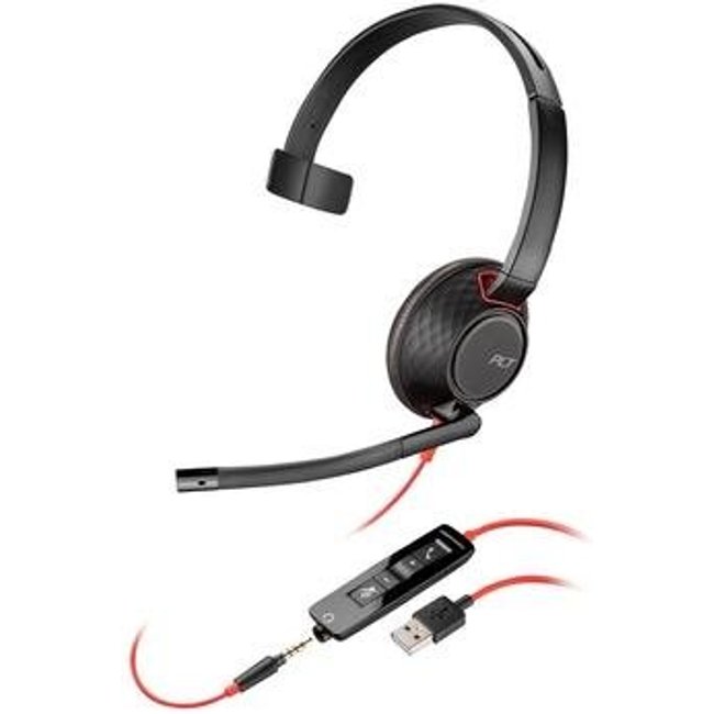 Headset Poly Blackwire 5210, USB-A, Cancelamento de Ruído, Preto - 207577-01
