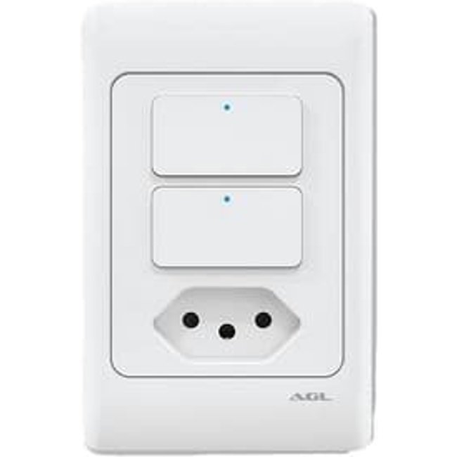 Interruptor Smart AGL KS825, Wi-Fi, Bivolt, Tomada e Interruptor Tecla, Branco - 1106166