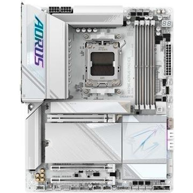 Placa Mãe Gigabyte X870E AORUS PRO ICE, AMD AM5, ATX, DDR5, LED RGB, Bluetooth, Wi-Fi 7 - X870E AORUS PRO ICE