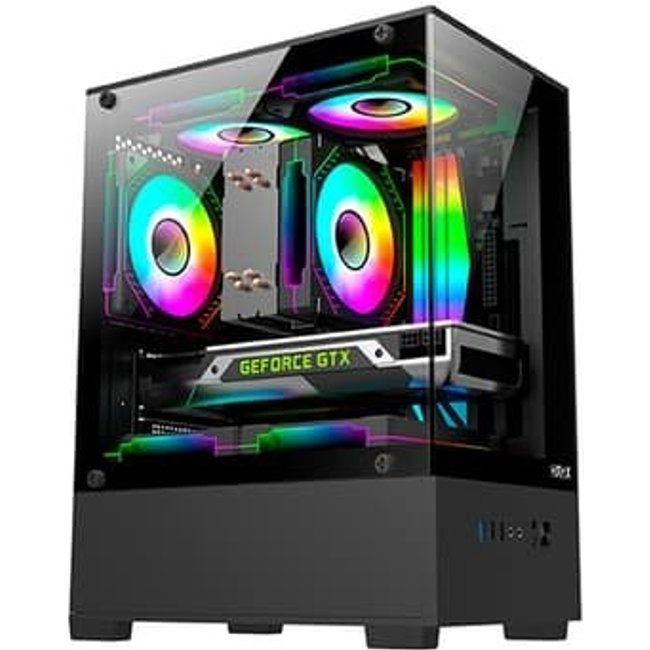 Gabinete Gamer Hyrax HGB310, Mini Tower, M-ATX, Frontal e Lateral em Vidro Temperado, Sem FANs, Preto - HGB310B
