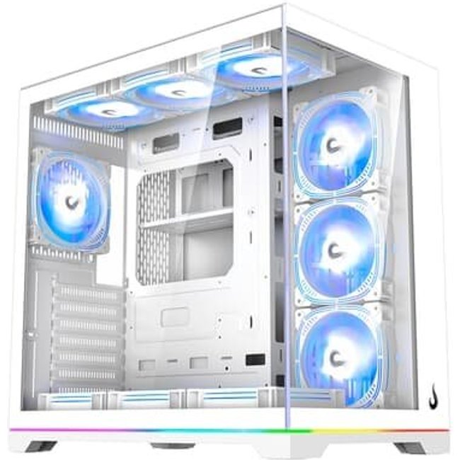 Gabinete Gamer Rise Mode Galaxy Glass Standard V2, LED ARGB, Mid Tower, Lateral em Vidro, Sem Fans, Branco - RM-GA-GGST2L-FW