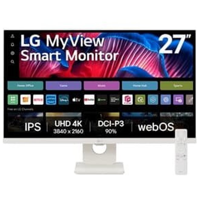 Monitor Smart LG MyView 27", 4K, IPS, WebOs, ThinQ, Apple AirPlay, Som Integrado - 27SR73U-W