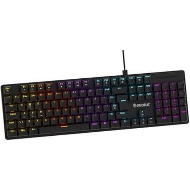 Teclado Gamer Mecânico Evolut RYZ, Switch Vermelho, Low Profile, USB 2.0, ABNT2, Preto - EG222