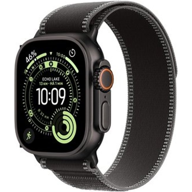 Apple Watch Ultra 3 GPS + Cellular, Caixa Preta de Titânio de 49 mm, Pulseira loop Trail Preta/Carvão, M/G - MF1H4BE/A