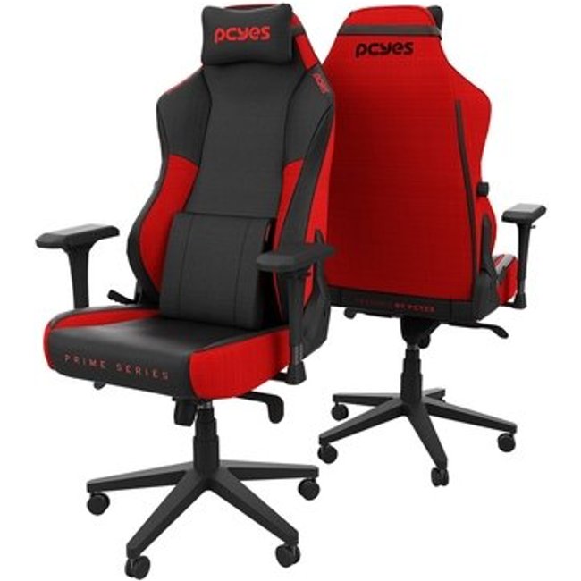 Cadeira Gamer PCYES, Prime, Até 150Kg, Reclinável, Com Almofadas, Cilindro de Gás Classe 4, Couro PU, Red Magma - Pcgp-Rd