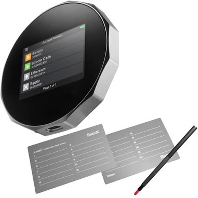 Carteira de Criptomoedas SecuX V20-PLUS, USB, Bluetooth, Tela Touchscreen, Inclui 2 Placas de Recuperação X-SEED, Preto - 98-020-000200