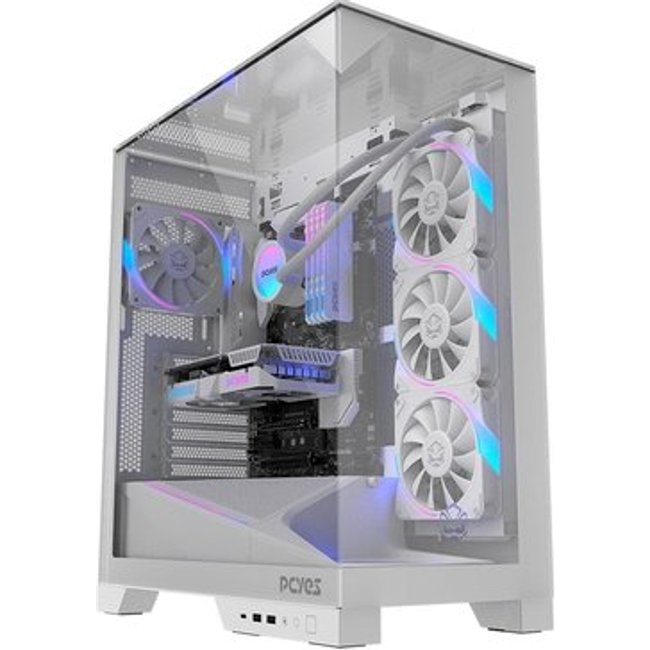 Gabinete Gamer PCYES Forcefield Dome, Mid Tower, RGB, Lateral em Vidro, White Ghost - Gffdwg