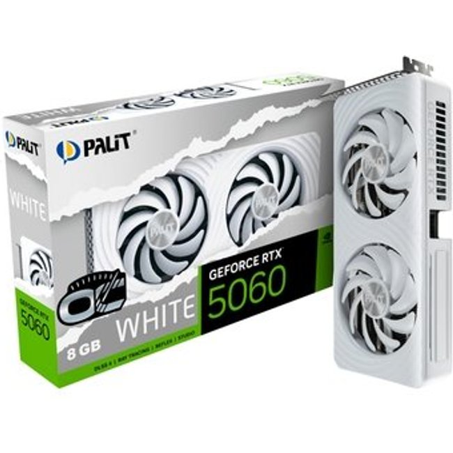 Placa de Video Palit GeForce RTX 5060 WHITE OC 8GB GDDR7 128bit 3-DP e HDMI - NE75060U19P1-GB2063M