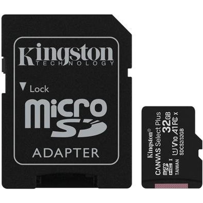 Cartão de Memória Kingston Canvas Select Plus MicroSD 32GB Classe 10 com Adaptador, Câmeras Automáticas/Dispositivos Android - SDCS2/32GB