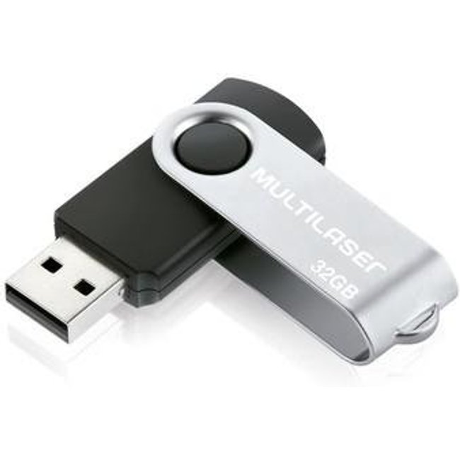 Pen Drive 32GB Multi Twist, USB 2.0, Preto e Prata - PD589